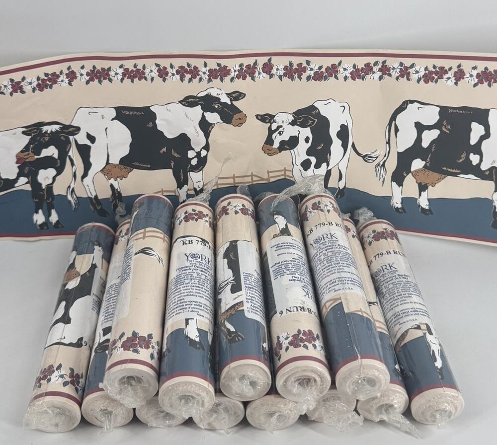 Cottage Granny Country Farm Core Wallpaper Border Cows Cattle Floral 5 Yard